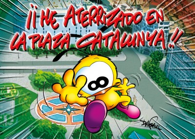 Le Piaf de dibujos animados de La plaza Catalunya