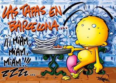 Le Piaf dessin animé de Las Tapas à Barcelone