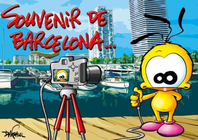 Le Piaf Cartoon souvenir de Barcelone