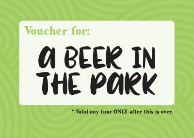 carte postale disant Bon pour: une bière dans le parc (valide seulement quand c'est fini)