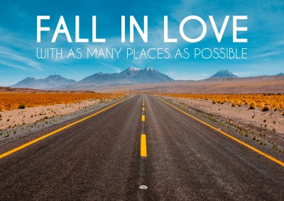Fall in love with as many places as possible quote photopostcard