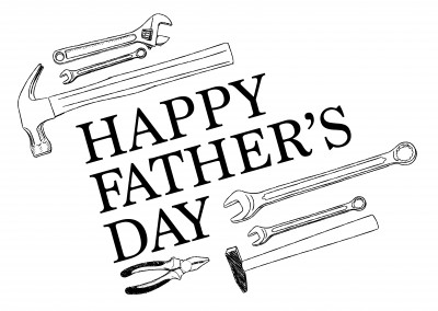 Father's Day tools as black and white sketch