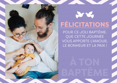 felicitations pour ce joli bapteme violet, colombes