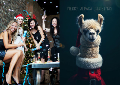 cartão de felicitações Feliz Natal Alpaca