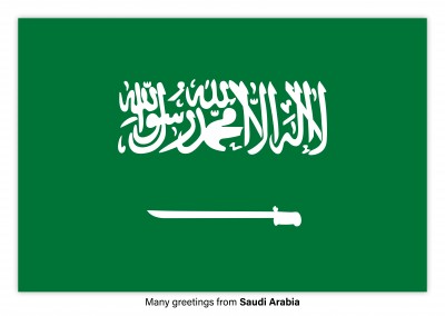 Cartão-postal com a bandeira da Arábia saudita