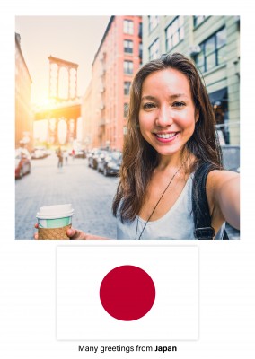 Cartão-postal com a bandeira do Japão