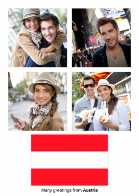 Cartão-postal com a bandeira da Áustria