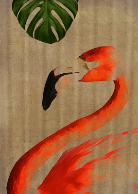 Kubistika antoehr flamingo with leaf