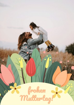 bunte Karte mit Blumen Zum Muttertag nur das Beste