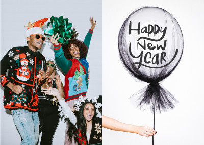Frohes Neues Jahr mit Luftballon
