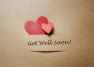 get well soon on pasteboard