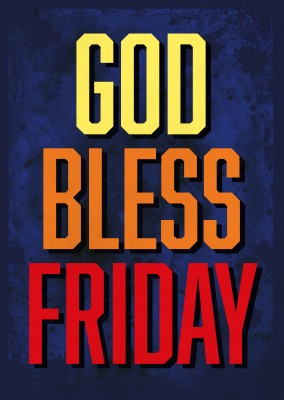 Vintage quote card: God bless friday