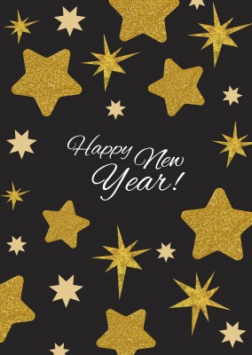 Frohes Neues Jahr mit goldenen Sternen