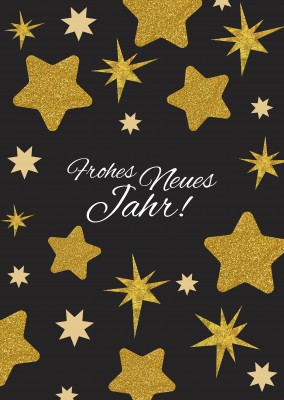 frohes Neues Jahr mit goldenen Sternen