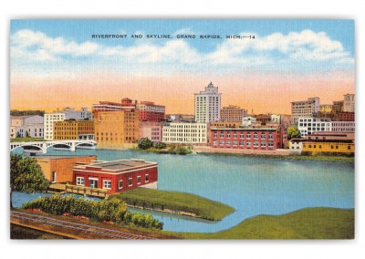 Grand Rapids Michigan Riverfront and Skyline Scenic View