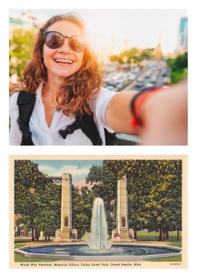 Grand Rapids, Michigan, World War Veterans_ Memorial Pillars, Fulton Street Park