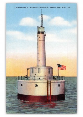 Green Bay Wisconsin Lighthouse at Harbor Entrance