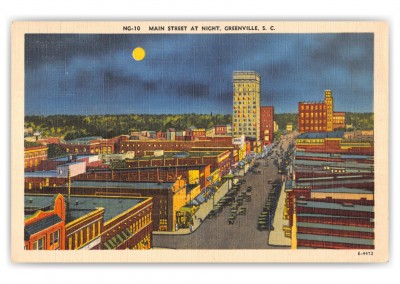 Greenville, South Carolina, night view of Main Street