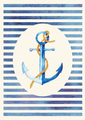 illustration of an anchor on striped background