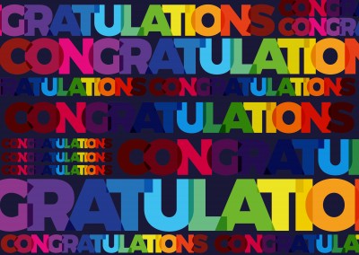 Congratulations lettering in various colours