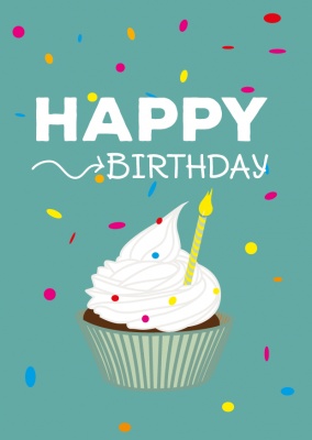 muffin happy birthday greeting card design