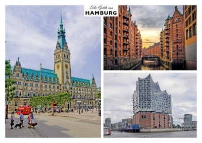 Hamburg's architectural features - Speicherstadt, town hall and Elfi
