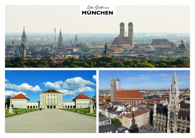 Munich's sights - Nymphenburg castle, city hall, panorama view