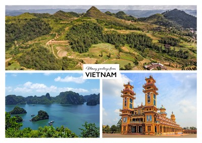 Vietnam's rangy landscape and a temple in three pictures