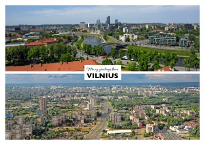 two panorama photos of Vilnius - old town