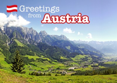 Postcard with photo of mountain in austria