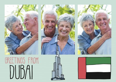 template with illustrations from Dubai
