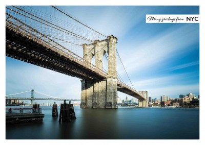 Postkarte New York City mit Foto von der Brooklyn Bridge