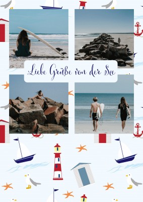 Postkarte Liebe Grüße von der See