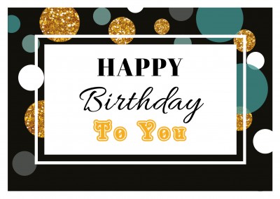 Geburtstags gratulation stylish in schwarz, gold, weiß und blaugrün
