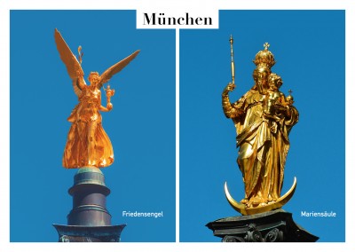 Fotocollage München Statuen
