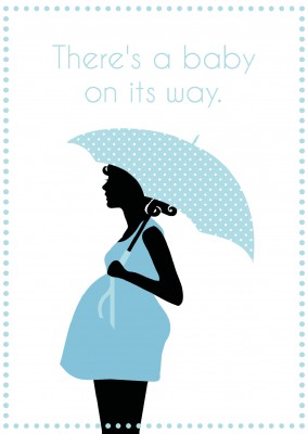 Silhouette schwangere Frau mit Regenschirm polkadot Rahmen