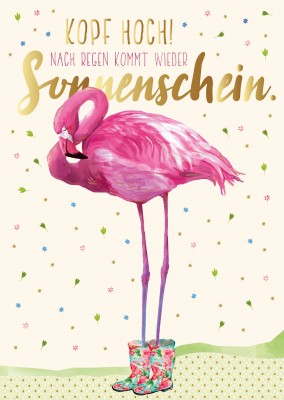 Illustration  Flamingo mit Gummistiefeln