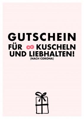 Postkarte Spruch Gutschein Kuscheln