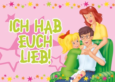 Bibi Blocksberg Design Postkarte ich hab Euch lieb