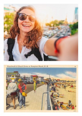 Hampton Beach, New Hampshire, Boardwalk and Beach Scene