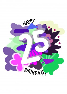 kleurrijke kaart 25. Verjaardag