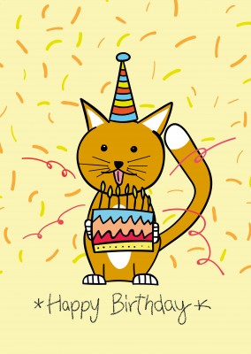 Happy birthday kitten illustration