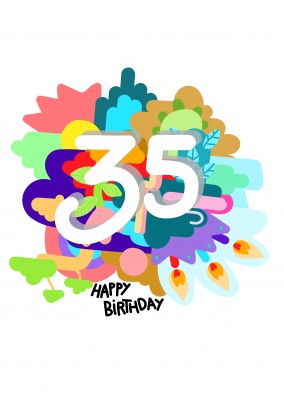 Card with colorful background and happy birthday saying