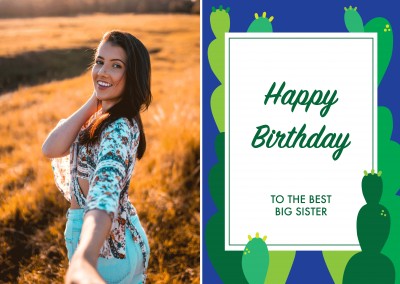 Birthday card with cactus template