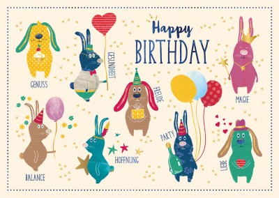 Postkarte Gutsch Verlag - Happy Birthday Freunde