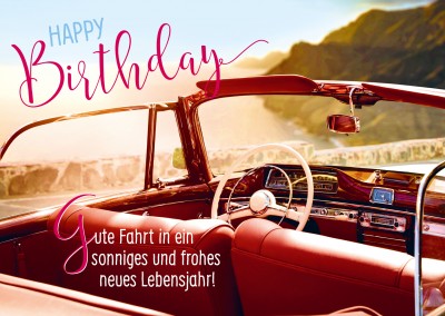 Postkarte Gutsch Verlag - Happy Birthday & Gute Fahrt!