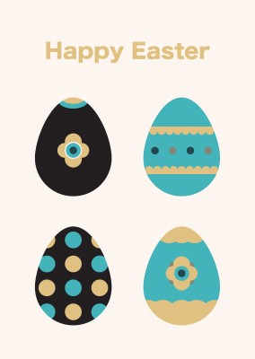 Card with Four Flat eastern eggs