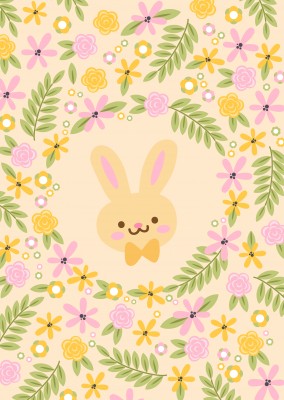 sweet Bunny with flowers around it 