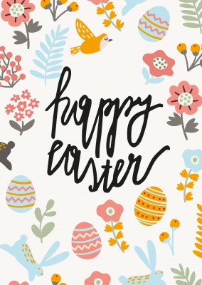 happy easter card with pattern