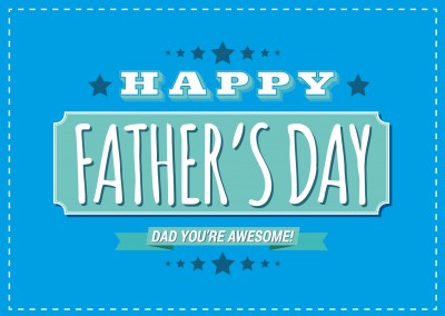 happy father's day: you're awesome in blue and white vintage lettering